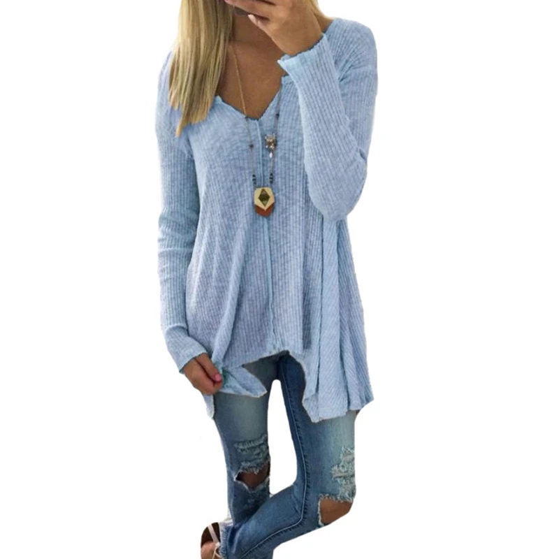 

NDUCJSI Irregular V Neck Sexy Pullover Women Sweater Outerwear Fashion Female Loose Spring Casual Tops
