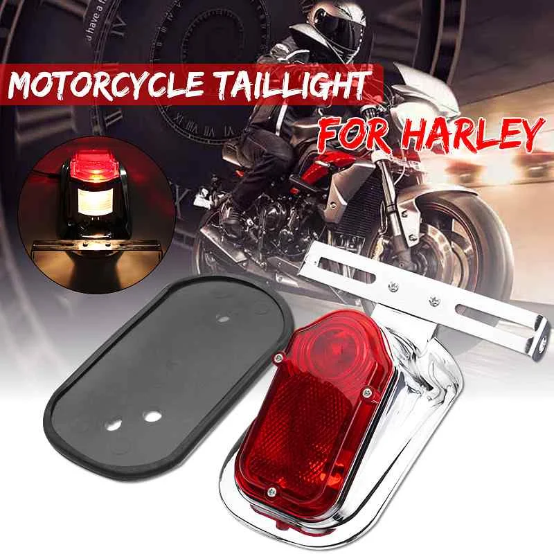 

1x Motorcycle Rear Tail Light Brake Stop Light Lamp For Harley Chopper Cafe Racer Motorcycle Taillight Red License Plate Bracket