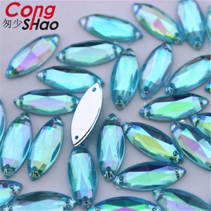 Cong Shao 200 шт. 8*18 мм AB яркие бриллиантовые кристаллы акриловые стразы с плоским