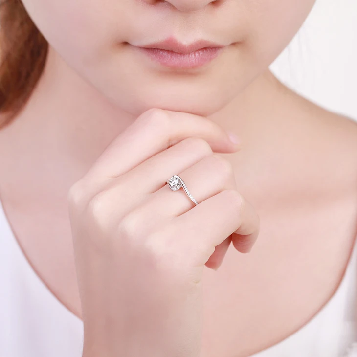 ZOCAI GLAMOROUS 0 52 CT CERTIFIED F G/VS/VG круглая огранка 18K белое золото бриллиант обручальное