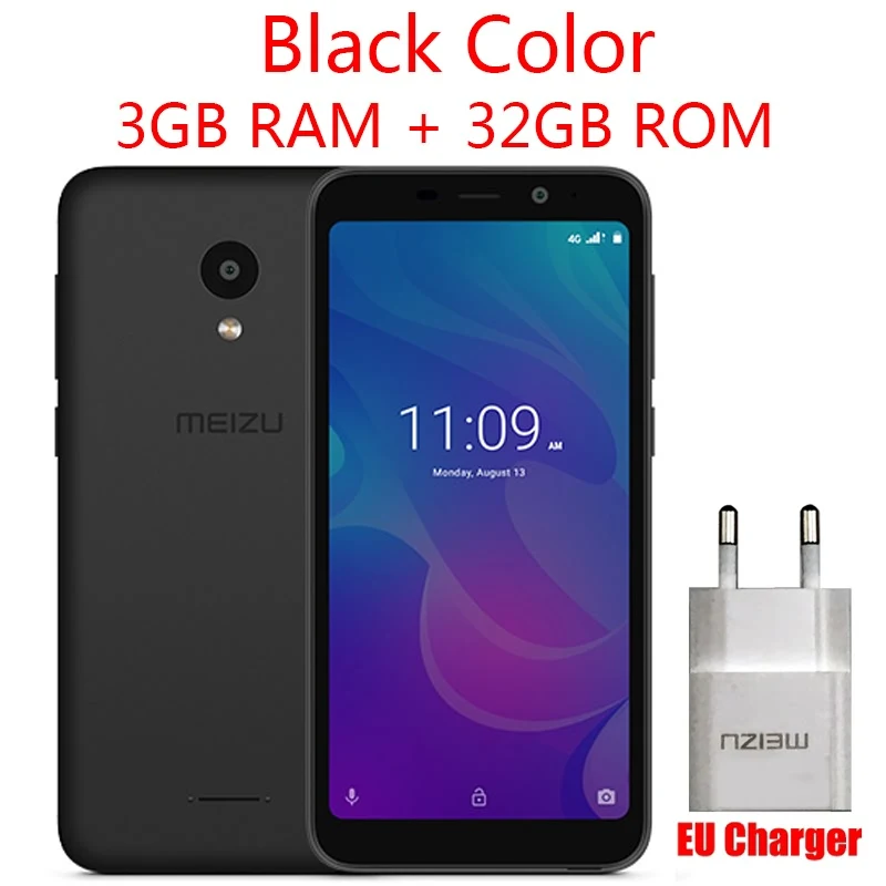 Black 3G 32G Глобальная версия Meizu C9 4G LTE 2 Гб 16 Гб 5,4" 1440x720 p ips четырехъядерный процессор 13,0 МП камера Две sim-карты мобильный телефон - Цвет: Black 3G 32G