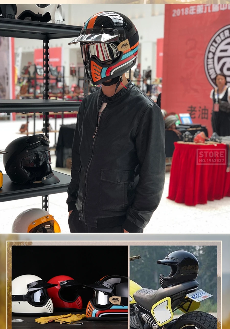 AMZ мотоциклетный шлем из стекловолокна для мотокросса Casco Capacete, мотоциклетный шлем с полным лицом, мотоциклетный шлем в горошек, сертификация