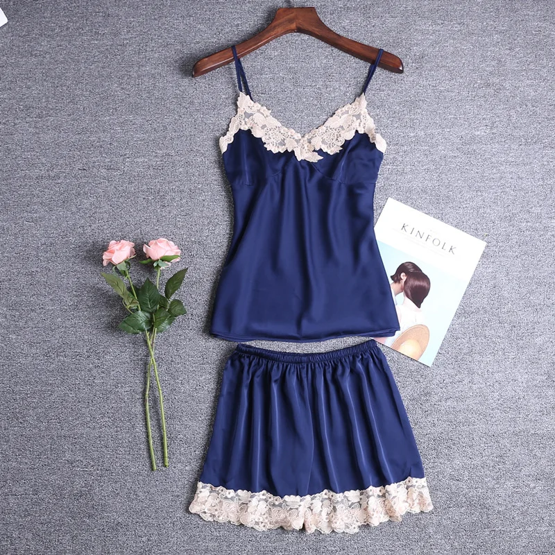 Новые женские пижамные комплекты из 4 предметов топ на бретелях штаны ночной