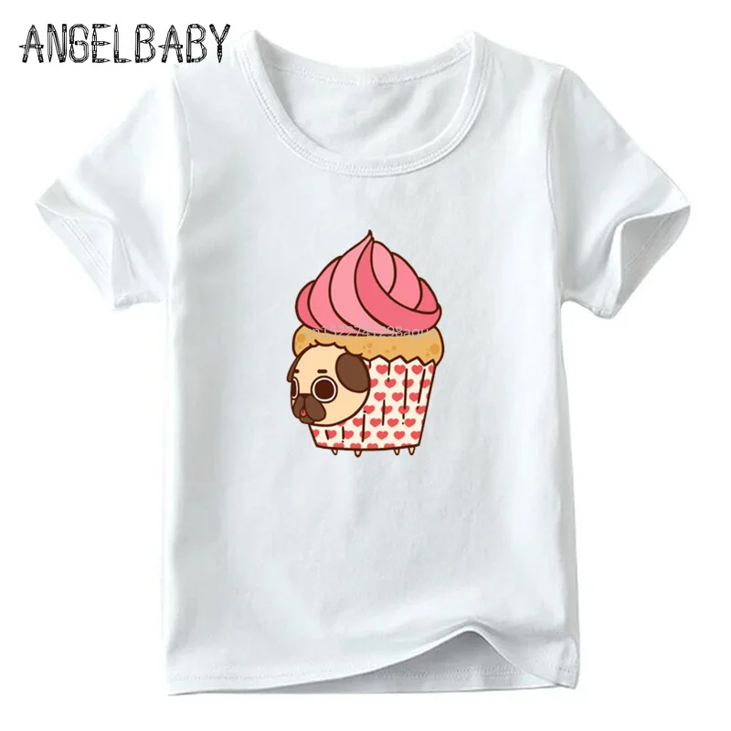 Футболка для маленьких мальчиков и девочек с принтом из мультфильма Мопс блины