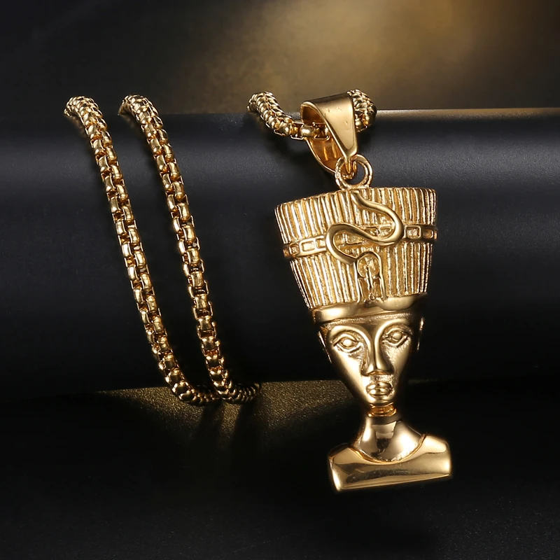 316L Нержавеющая сталь Золото религиозная Древняя египетская Клеопатра кулон