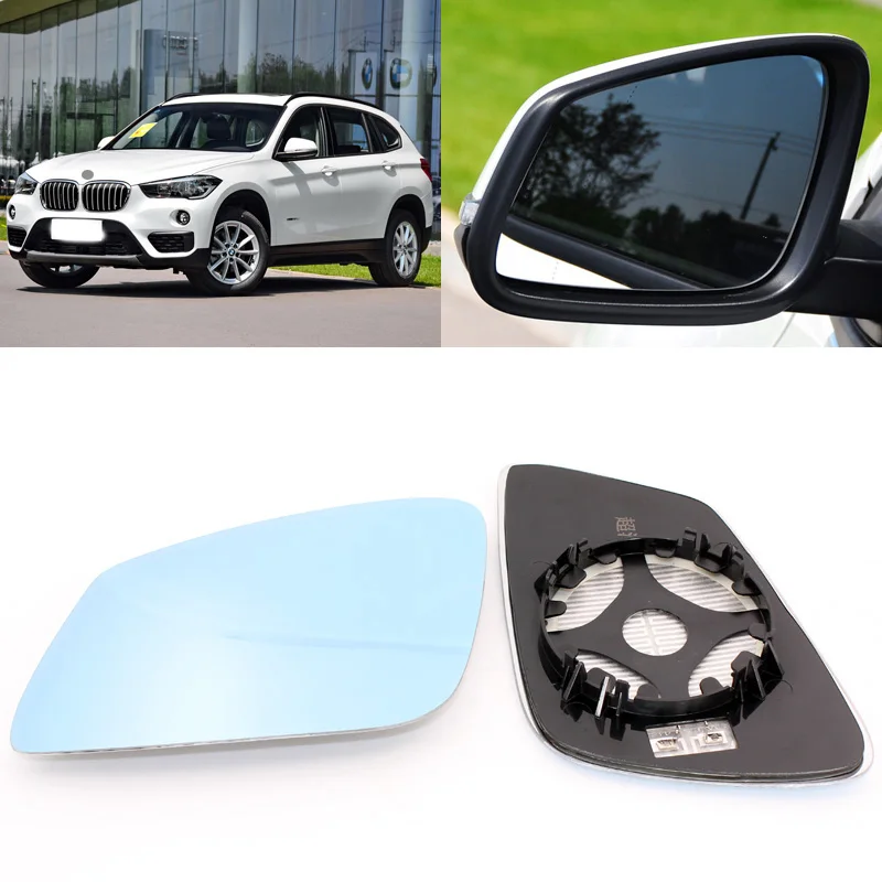 

For BMW X1 2010-2017 Side View Door Mirror Blue Glass With Base Heated 1 Pair