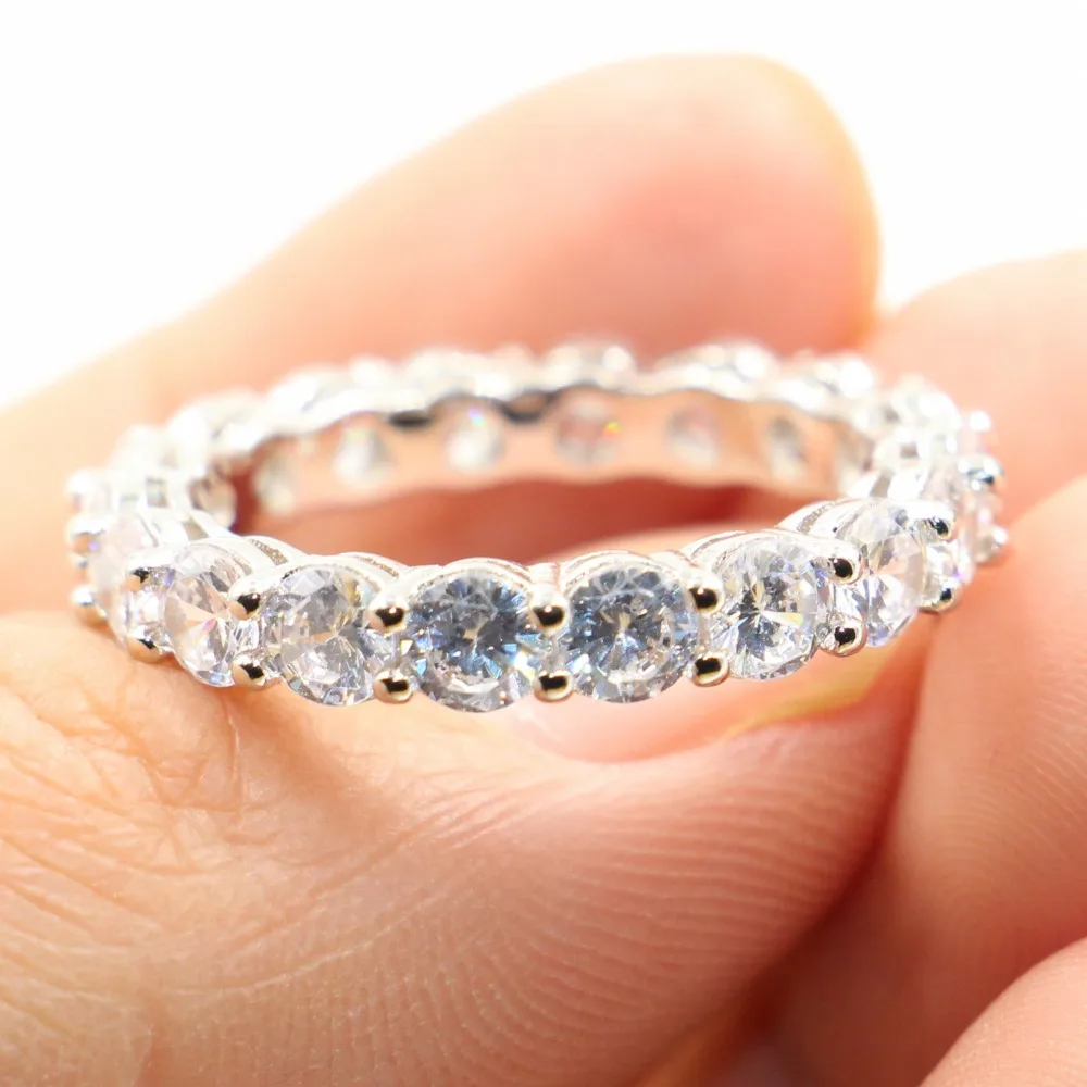 Infinity Luxury Jewelry 925 Sterling Silver Circle Rings Round Shape AAAAA Cubic Zirconia CZ Promise Wedding Band Ring for Women | Украшения