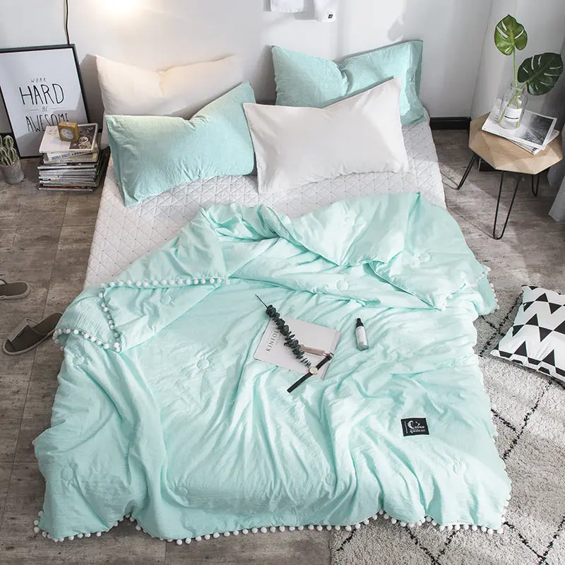 green LOVINSUNSHINE мягкий розовый пледы одеяло с мячом одноцветное летнее одеяло пододеяльник Королева Размер CN01 - Цвет: green
