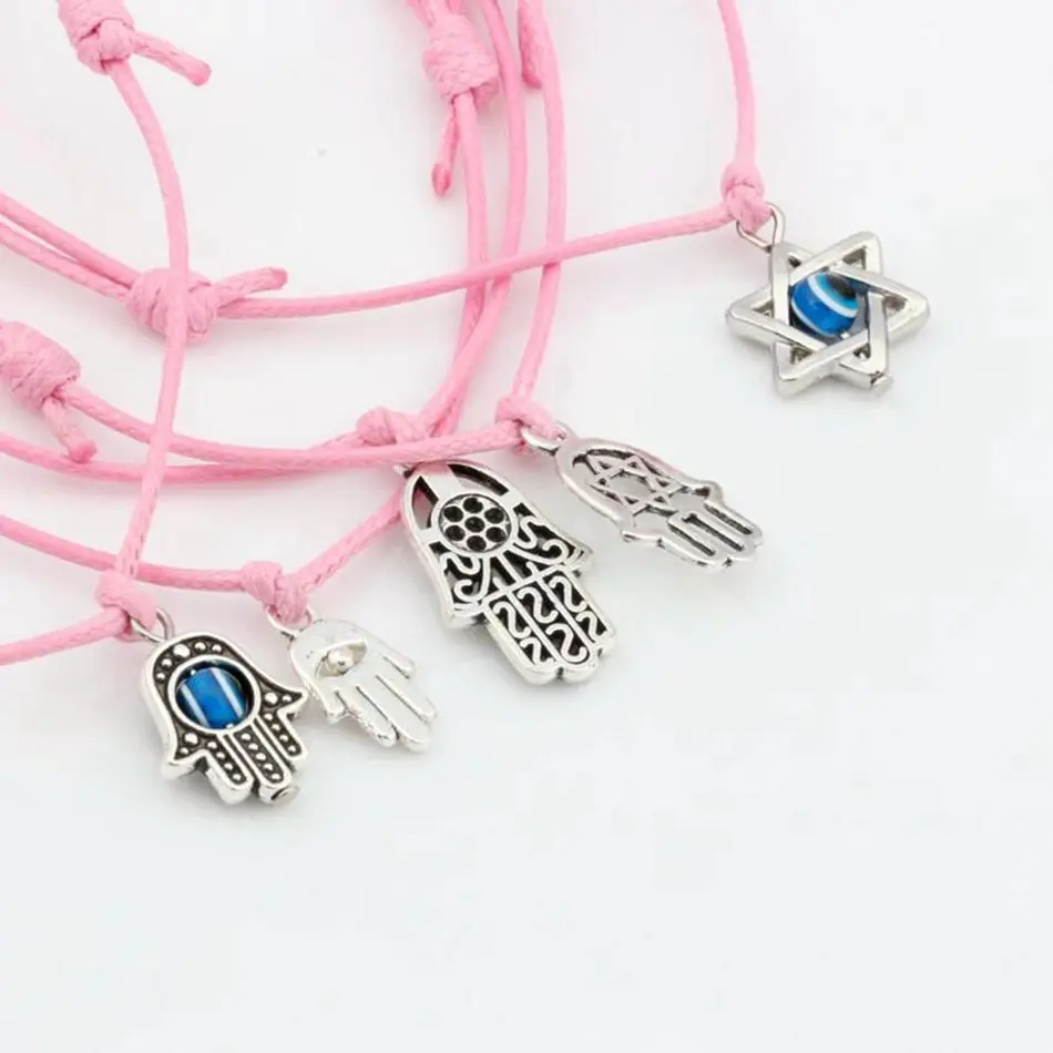 5 шт смешанные цвета Каббала Хамса рука Звезда Подвески со звездой Давида розовый