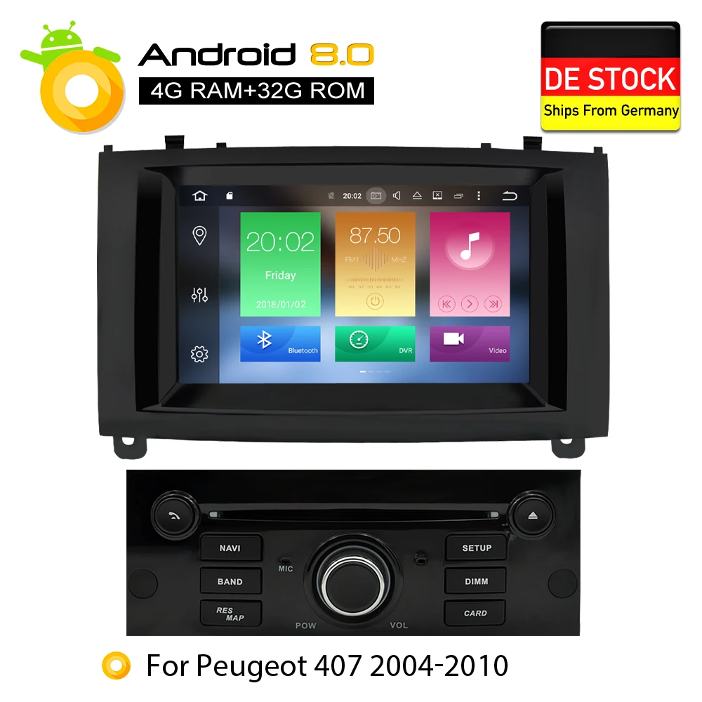 Android 9,0 4G ram Авто ГЛОНАСС gps навигация автомобильный DVD стерео головное устройство для peugeot 407 2004-2010 Авто Радио RDS мультимедиа 64G