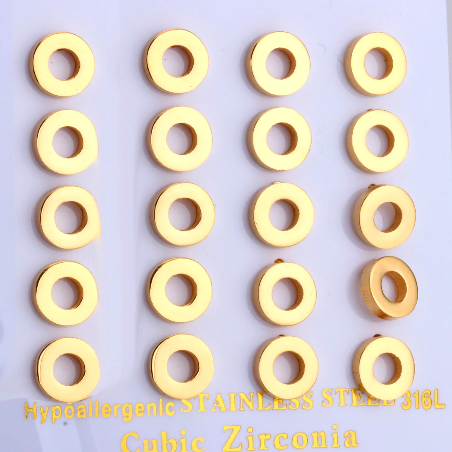 Серьги гвоздики круглые из нержавеющей стали золотистого цвета|round studs|studs |