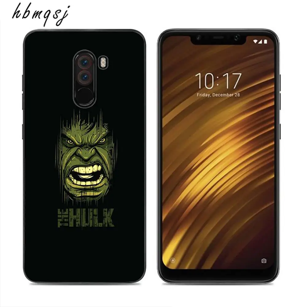 Чехол с рисунком для xiaomi pocophone f1 силиконовый мягкий чехол из ТПУ черного цвета
