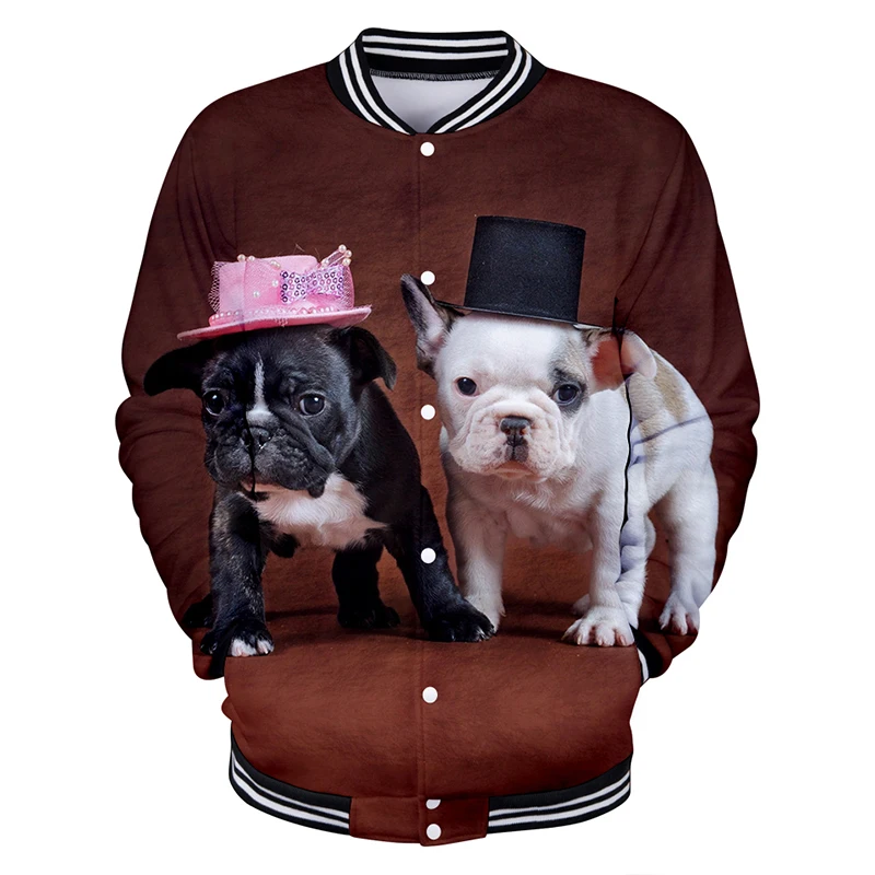 Новая бейсбольная куртка с 3d рисунком французского бульдога Мужская и Женская