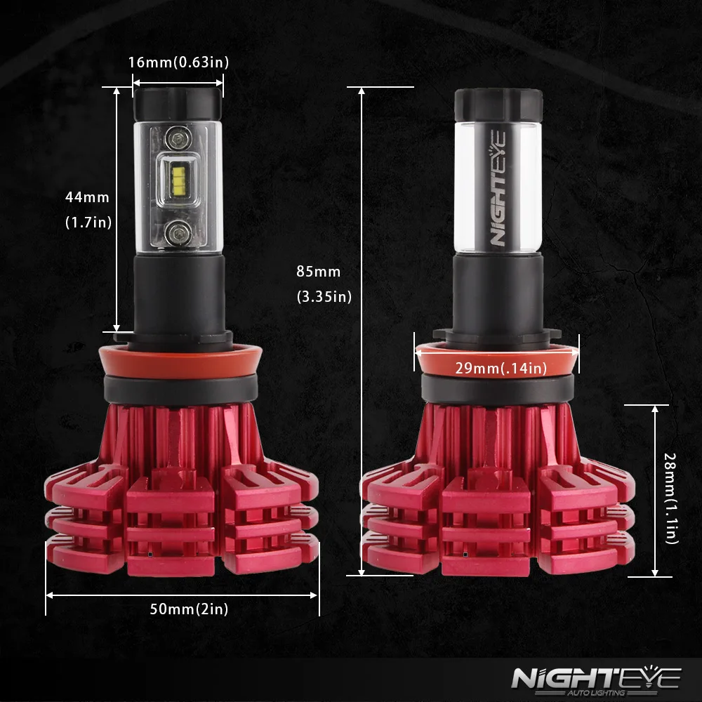 NIGHTEYE 1 пара светодиодный комплект фар для автомобиля H11 60 Вт/комплект 10000lm ZES чипы