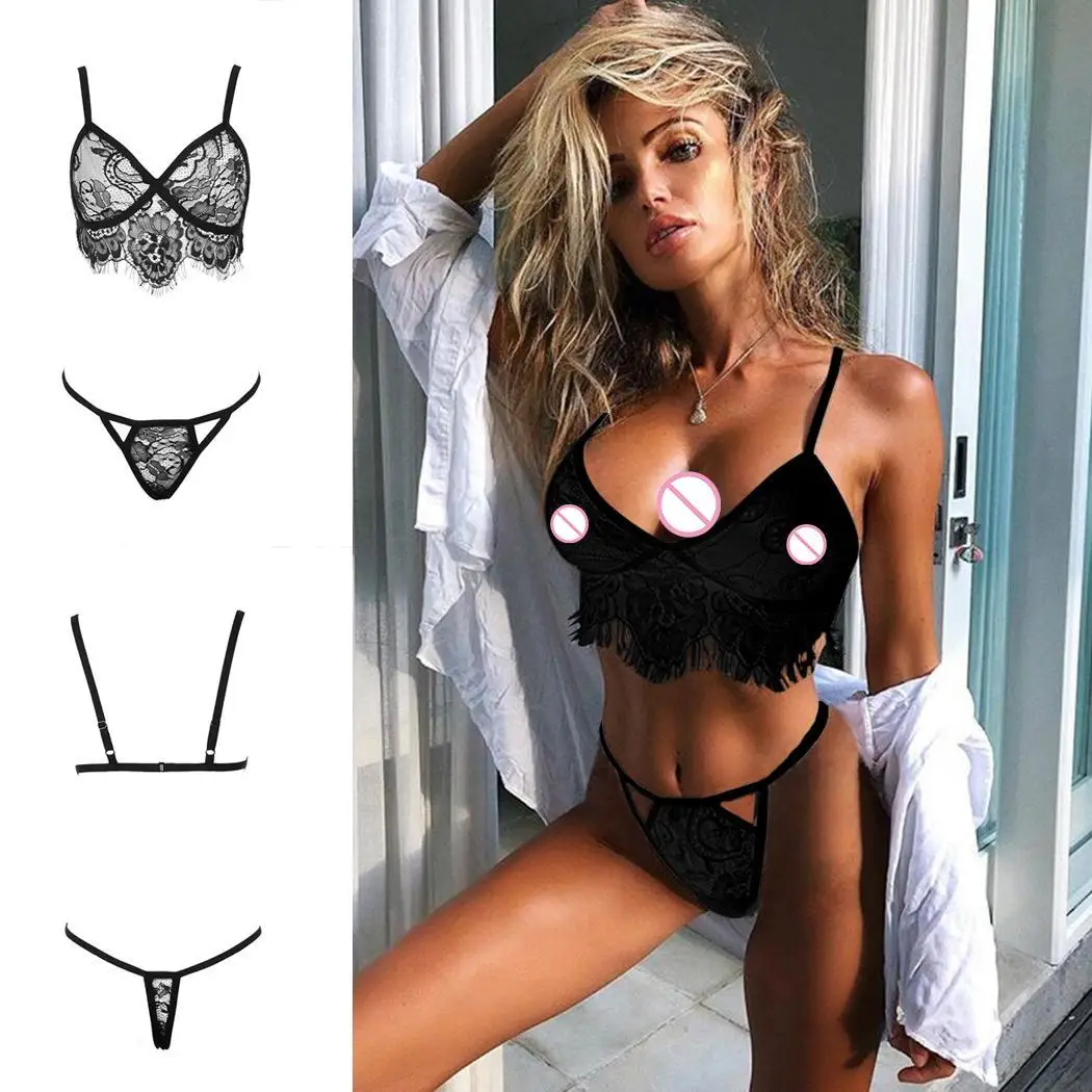 Женский модный кружевной комплект нижнего белья для дома сна повседневный
