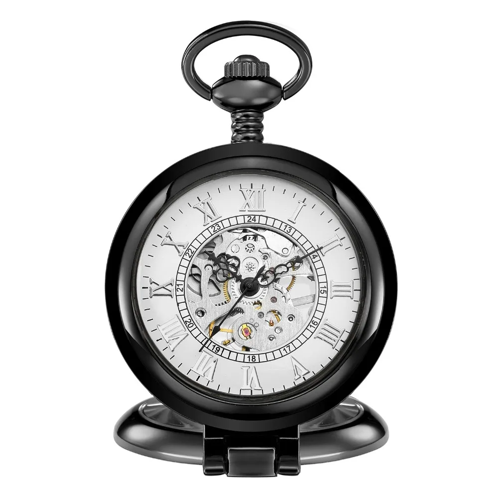 Классические Механические карманные часы мужские ретро Fob с римскими цифрами