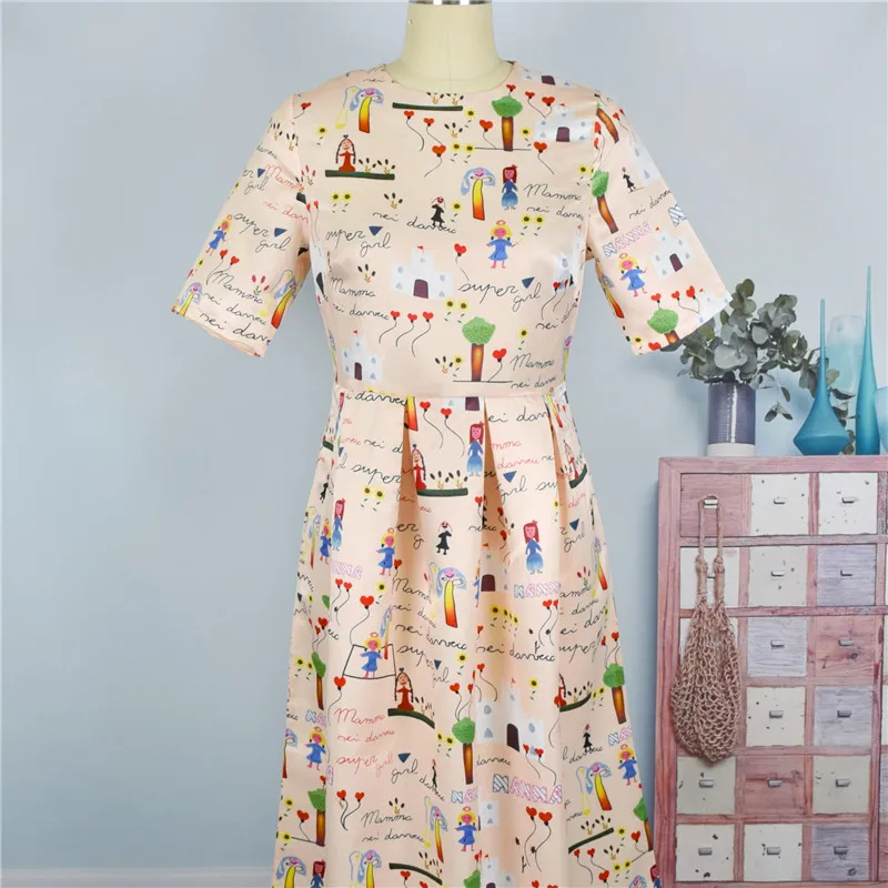Платья для мамы и дочки платье с короткими рукавами одежда рисунком Семейные