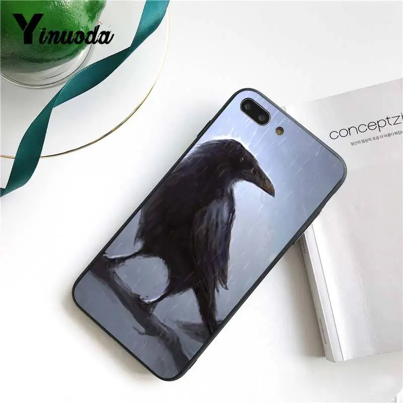 Yinuoda для iPhone 7 6 X Чехол Птицы черного ворона Топ дизайнерский чехол телефона 8 6S Plus 5
