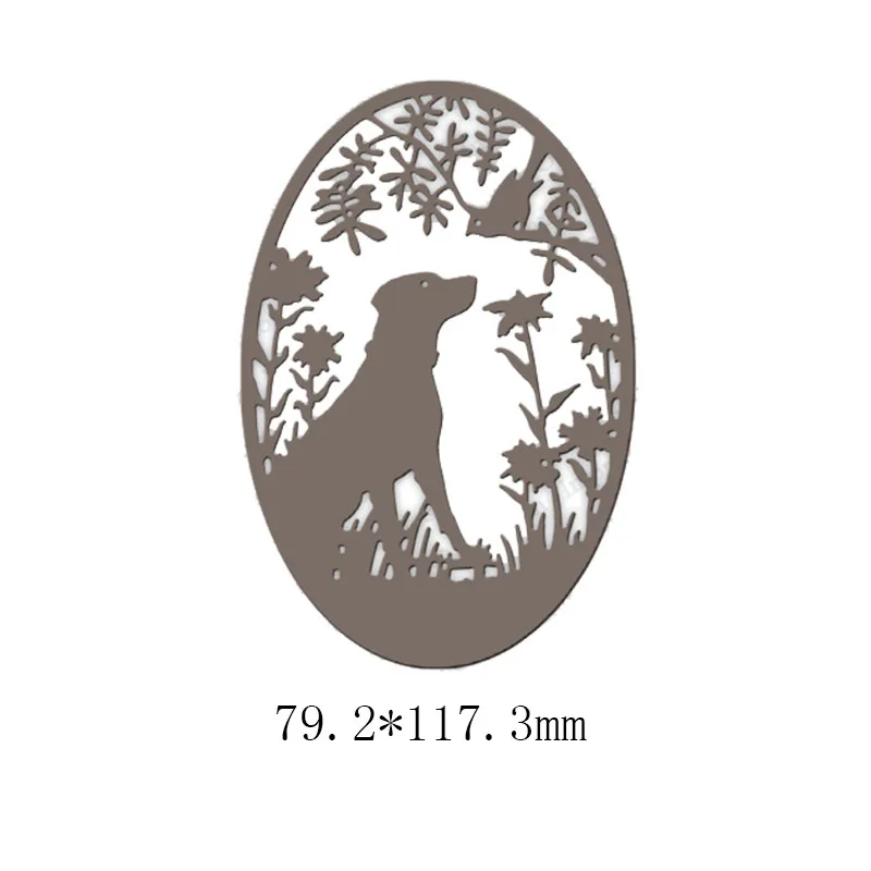 Металлические Вырубные штампы рамка фон собака и птица трафареты для сделай сам