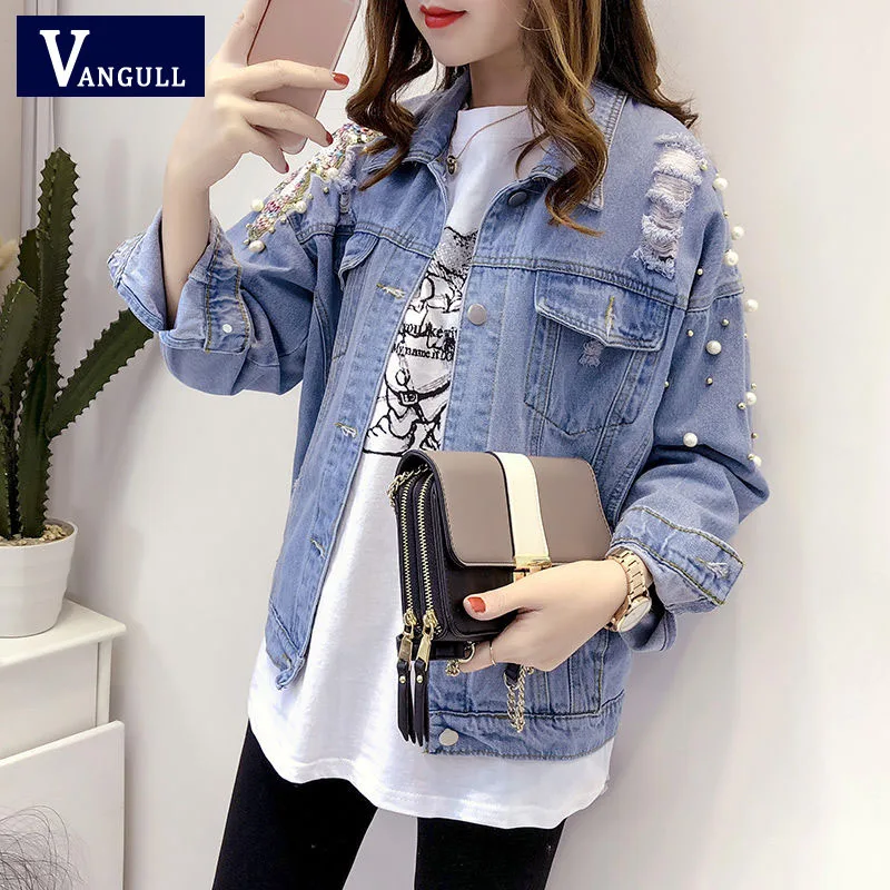 Джинсовая куртка Vangull новинка 2019 повседневные женские свободные куртки с