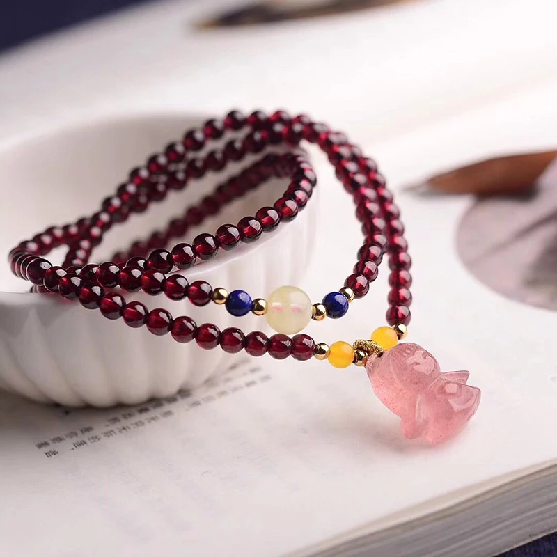 Оптовая продажа изящный винный красный гранат натуральный камень браслеты бусы