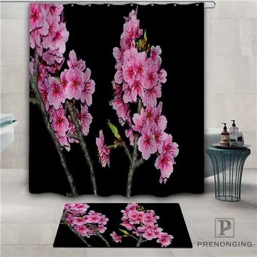 На заказ flower_black_backdrop водонепроницаемый занавеска для душа коврик дома ванной