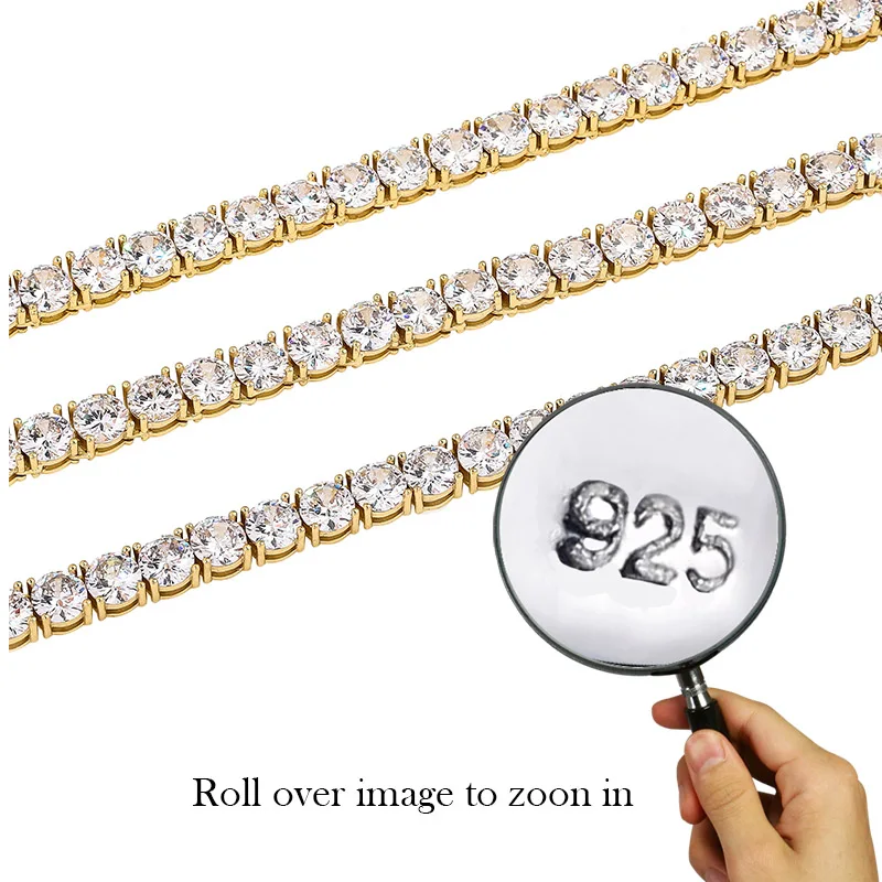 GUCY новый 925 пробы серебро 4 мм 6 Для Мужчин's Цепочки и ожерелья Bling CZ льдом в духе