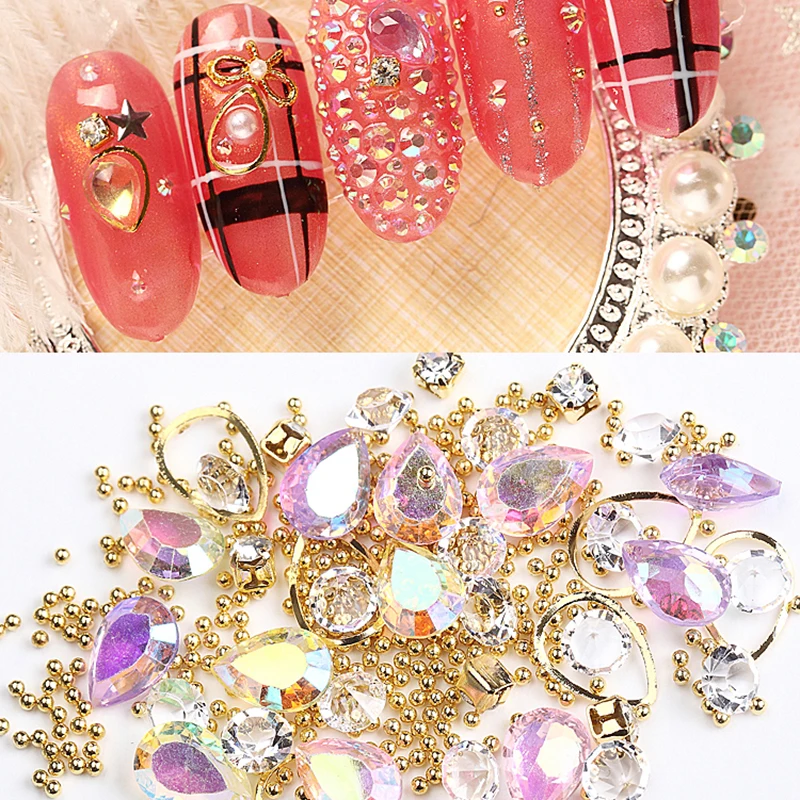 ROHWXY 1 box Nail Art Rhinestones 3D Shining Steel Ball Diamonds Ornament for Nails Decorations Diy Design Supplies | Красота и