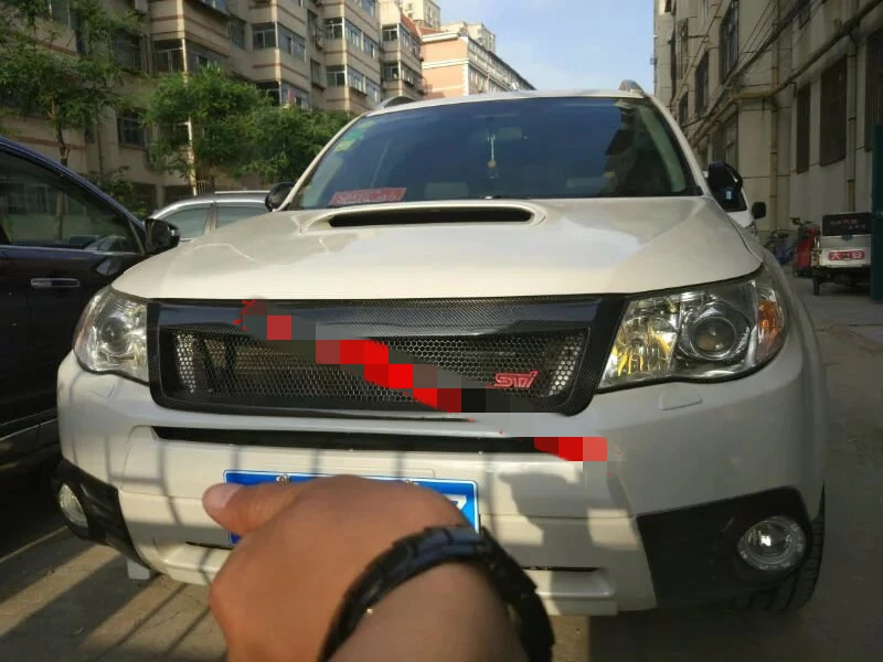 Подходит для гоночных грилей Subaru Forester, 2009, 10, 11, 12 лет, углеродное волокно, Refitt, передняя, Центральная, гоночная решетка, крышка, аксессуары