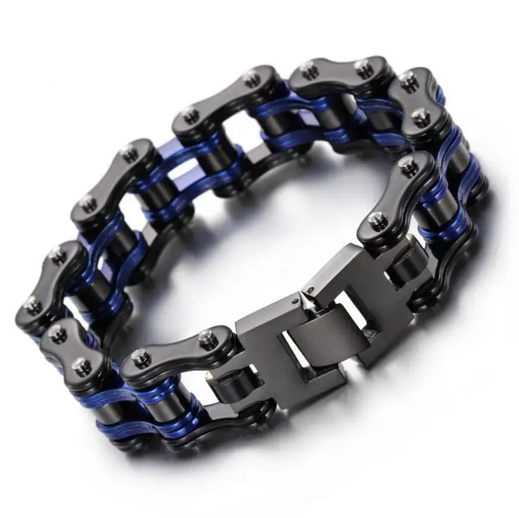 Men Women Black blue Bike Bicycle Motorcycle Chain Bracelets Jewelry Orange Red Titanium Stainless Steel Biker Bracelet Bangle | Украшения