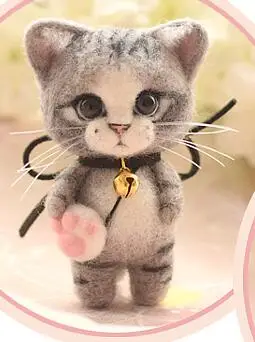 Gray cat Имитация кошачьей шерсти, набор для рукоделия, шерсть, войлок, игла для украшения, рукоделие, ручная работа - Цвет: Gray cat