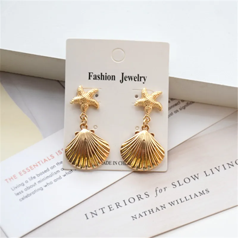 Женские серьги JCYMONG модные золотого/серебряного цвета с металлической морской