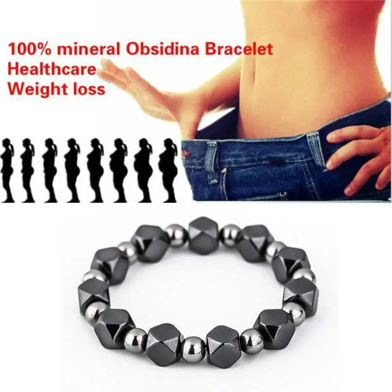 Slimming Products Magnetic Bracelet Anion Black Stone Therapy Hematite Magnet Weight Loss Stimulating Acupoints L3 | Красота и