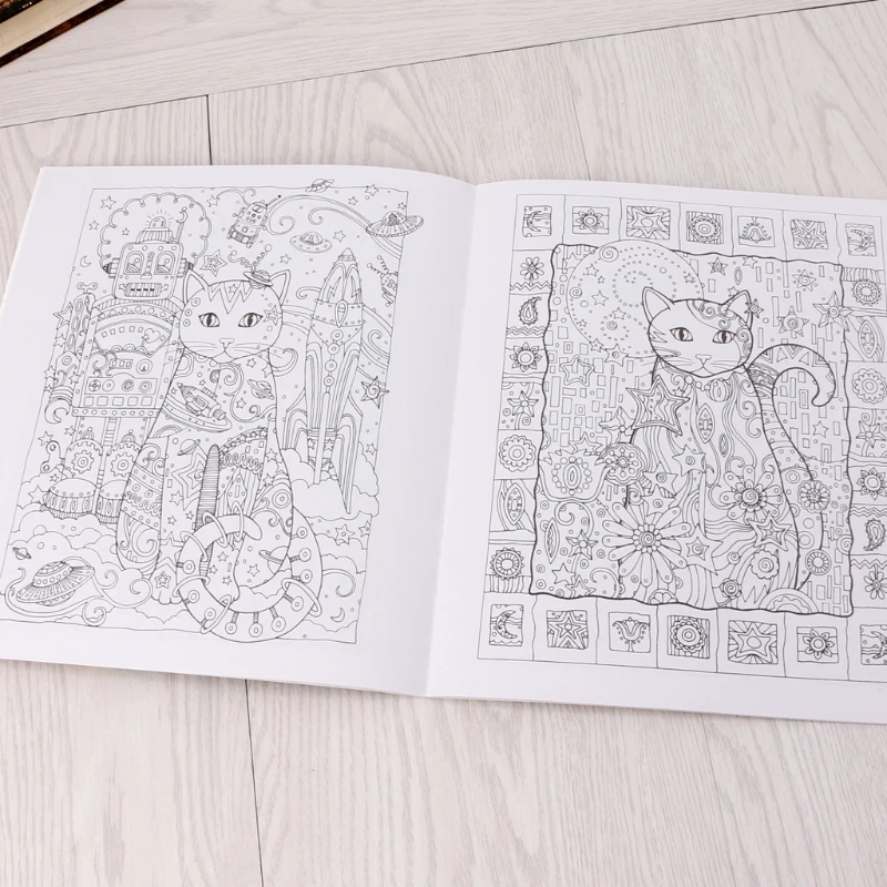 24 Pages Creative Cat Coloring Book Kill Time Painting Drawing For Children | Канцтовары для офиса и дома