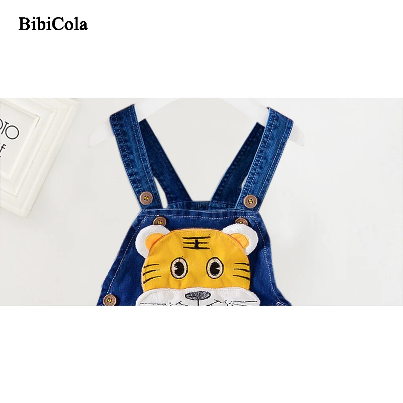 BiBiCola/Новинка весны для мальчиков джинсы брюки на подтяжках милый мультфильм Tigerkin