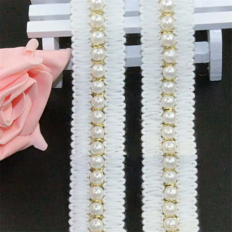 DoreenBeads/кружевное нижнее белье с имитацией жемчуга и кружевной отделкой белая