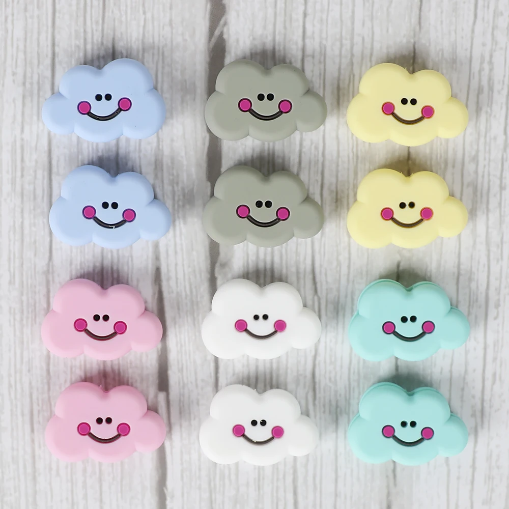 TYRY.HU-Mini mordedor de nube de dibujos animados para beb&eacute;, juguete de dentici&oacute;n masticable, collar de cuentas de silicona de grado alimenticio, accesorios, 6 uds.-1