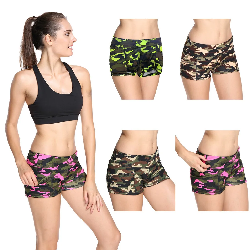 Женские камуфляжные шорты летние спортивные брюки с высокой талией короткие