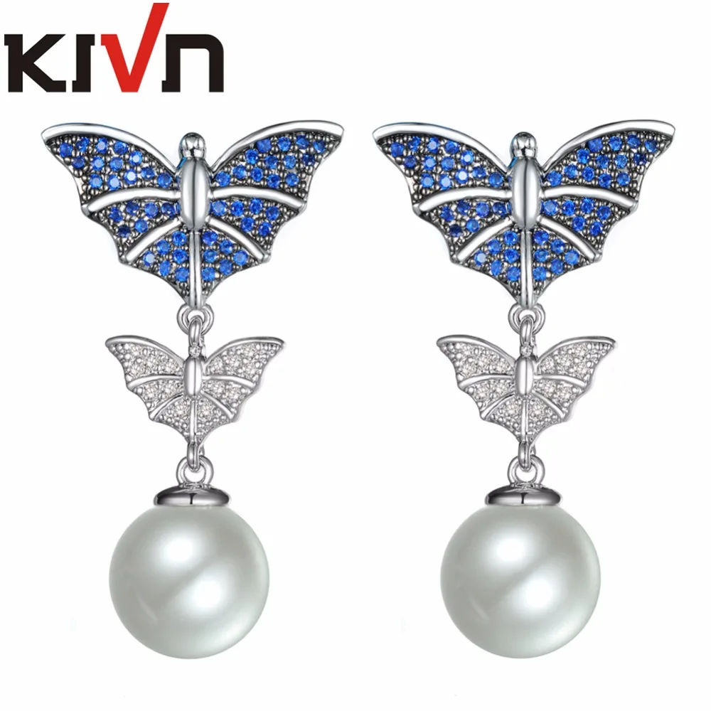 KIVN модные ювелирные изделия Висячие серьги-гвоздики с фианитом женские