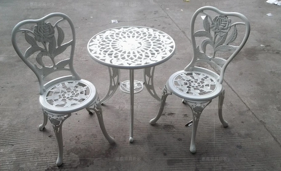 Three-piece cast aluminum chairs balcony minimalist fashion modern patio furniture garden chair white | Мебель