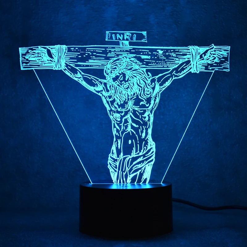 Перекрестная лампа Распятие Христа 3d светодиодная цветная настольная