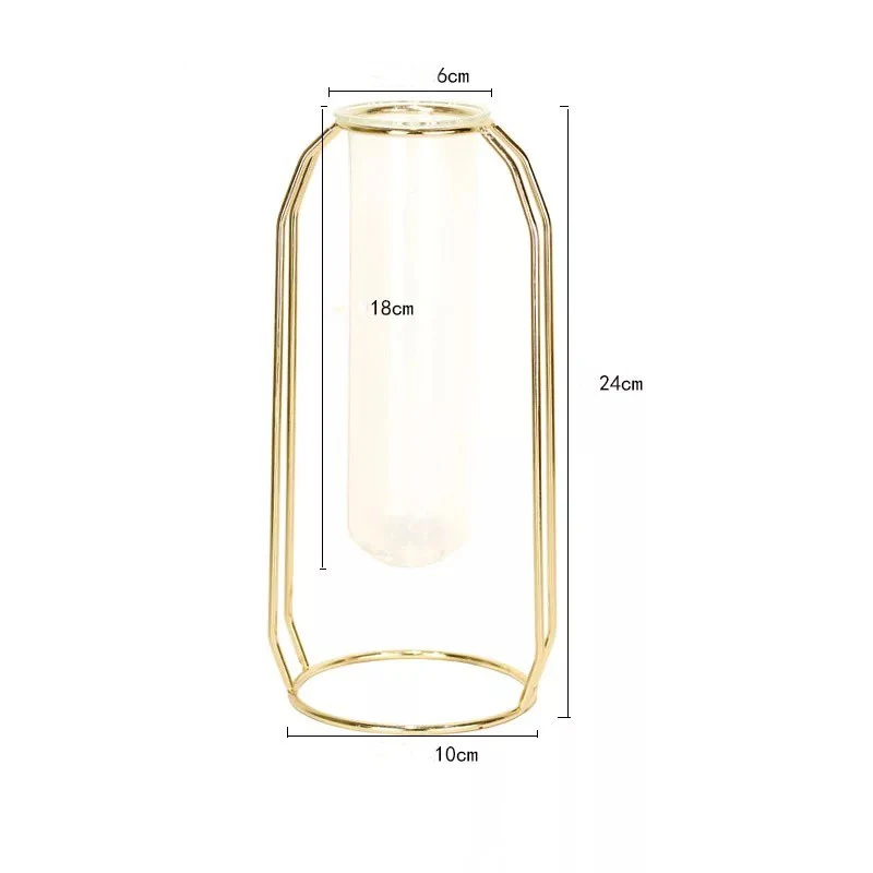 Tall Gold Скандинавская стеклянная кюветная ваза, Современная позолоченная железная ваза для цветов, модная ваза для растений, креативная Террариум, украшение для дома, свадьбы - Цвет: Tall Gold
