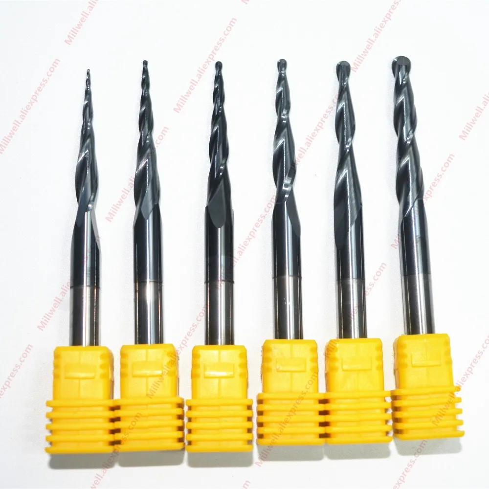 R0.25 R0.5 R0.75 R1 R1.5 R2-6PCS Бесплатная доставка ЧПУ твердосплавная концевая фреза HRC55 tialn