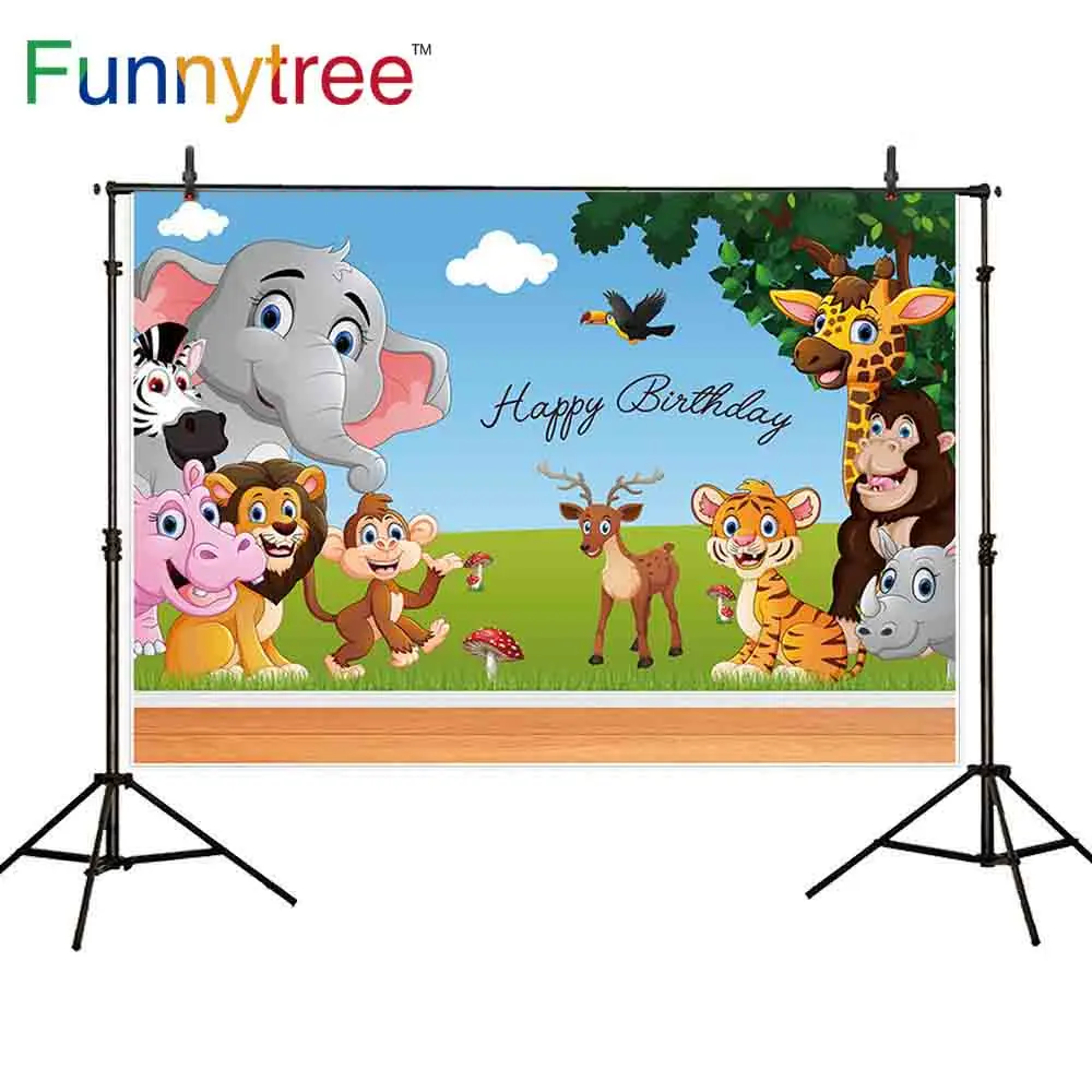 Фон Funnytree для фотосъемки с изображением диких животных сафари зоопарк голубое