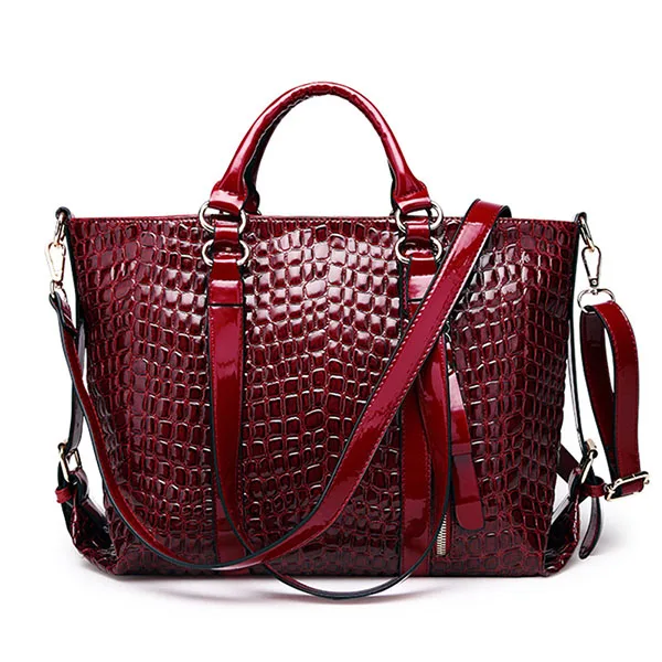 Wine red large bag Роскошная Большая вместительная сумка, высокое качество, крокодиловый узор, кожа, женские сумки через плечо, женские сумки через плечо - Цвет: Wine red large bag