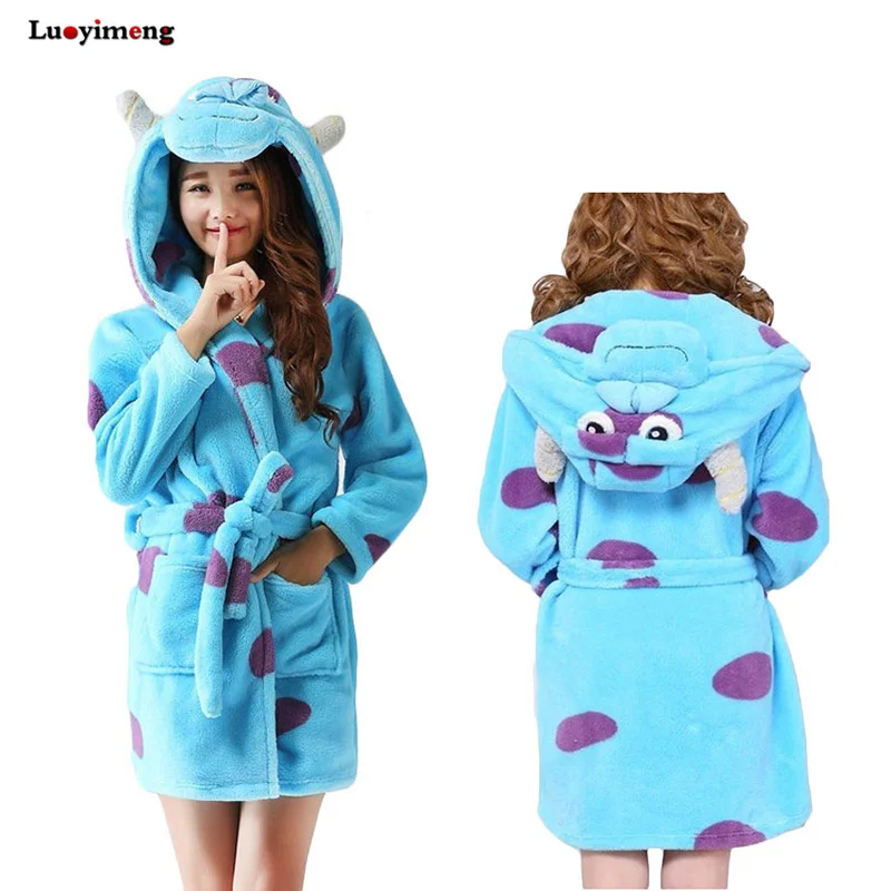Luoyimeng Cartoon Robe Femme Winter Warm Fannel Bathrobe Long Sleeve Hooded Animal Bridesmaid Robes Women Dressing Gown | Женская одежда