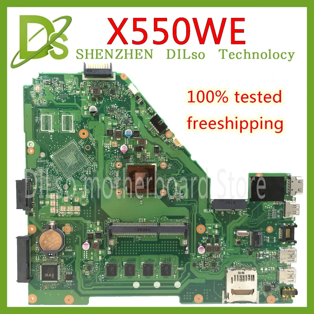 KEFU X550WE For ASUS X550WA X550WE X550W D552W Laptop Motherboard E1-6010/E1-2100 cpu REV2.0 Test work 100%