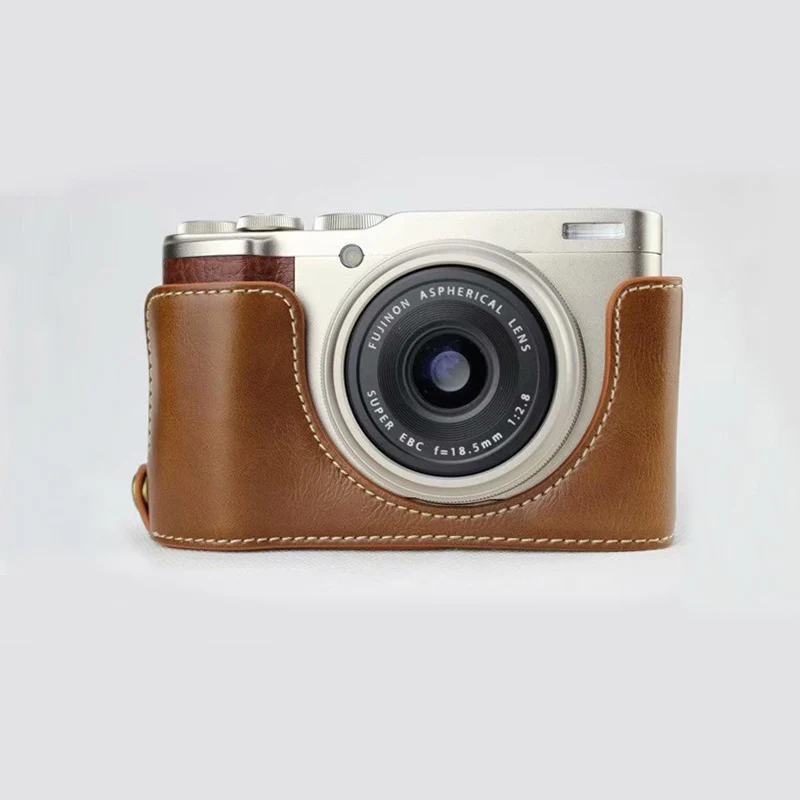Модная сумка для камеры чехол Fujifilm XF10 XF 10 из искусственной кожи Половина корпуса