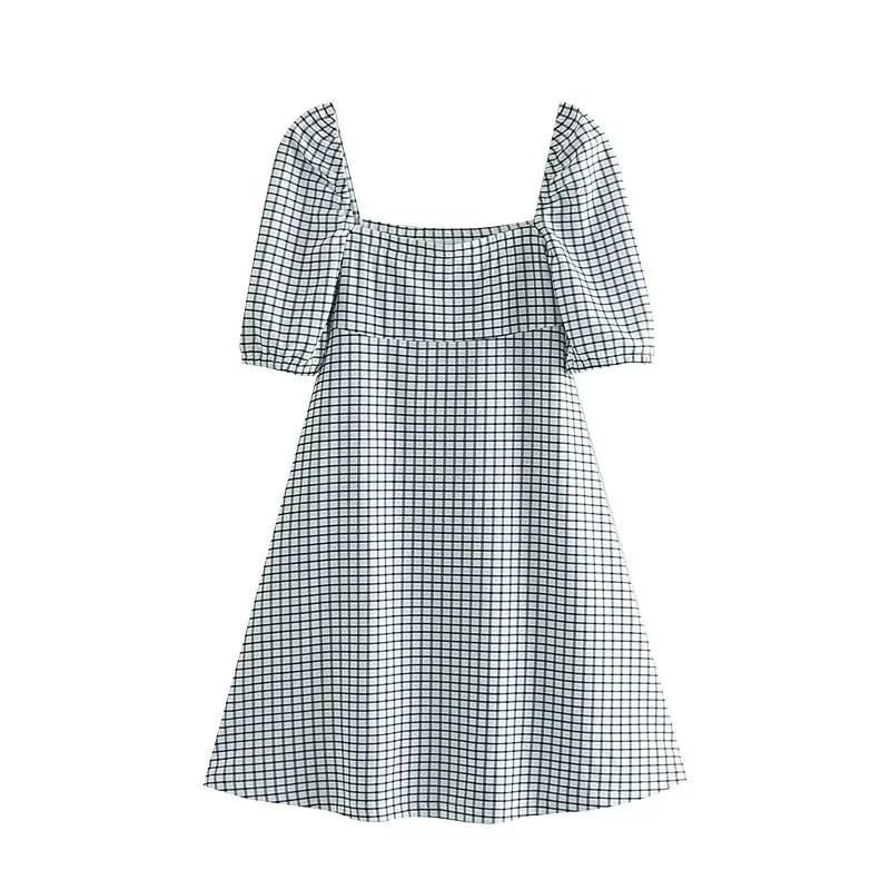 2019 летнее платье женское винтажное шикарное клетчатое Бохо с коротким рукавом