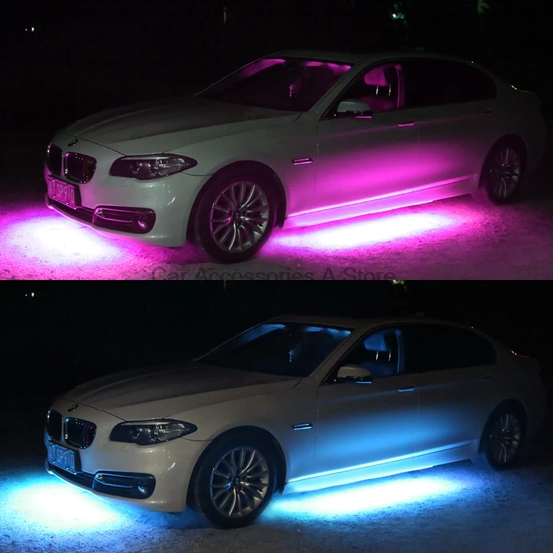 2017 4 шт. Автомобильная RGB Светодиодная лента 5050 SMD декоративные атмосферные лампы